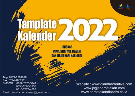 Template Kalender 2022 Gratis Lengkap Percetakan Diandra I Cetak Buku