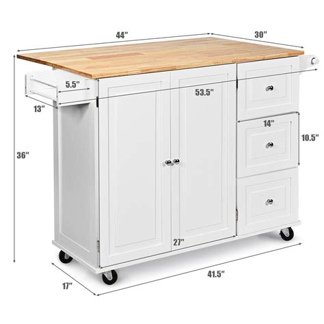 Gymax Drop Leaf Kitchen Island Trolley Cart Wood Storage Cabinet W