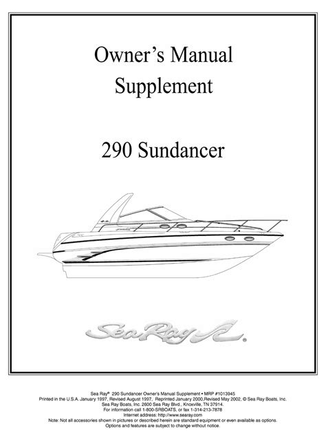 Sea Ray Boats 290 Sundancer Supplemental Owners Manual Pdf Download