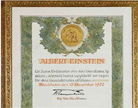 Images Of Albert Einsteins 1921 Nobel Prize Medal And Certificate 1x57