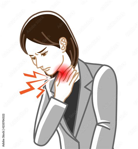 Sore Throat Physical Disease Image Clip Art Business Woman Line