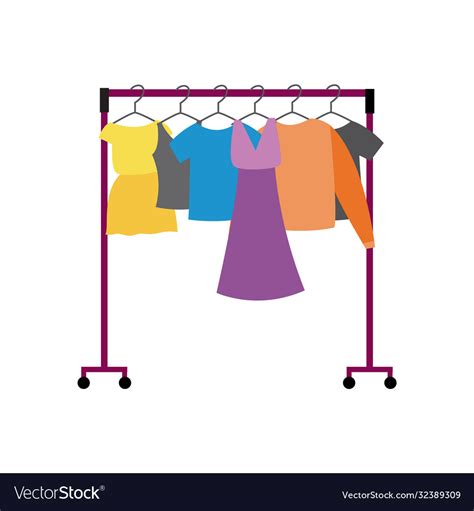 Showroom Rack With Women Clothes Flat Cartoon Vector Image