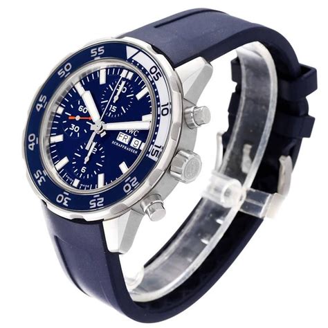 Iwc Aquatimer Automatic Chrono Day Date Blue Strap Watch Iw376711 Box