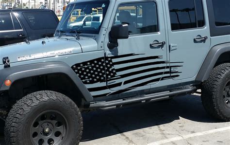 Distressed Flag Graphic Decal Side Body Fits Any Jeep