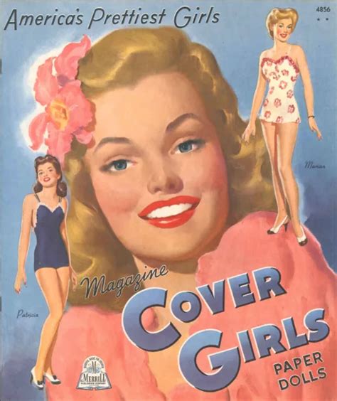 Vintage Uncut 1944 Cover Girls Paper Doll Merrill~org Sz~lasr