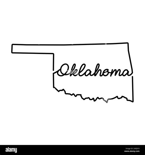 Oklahoma Us State Outline Map With The Handwritten State Name