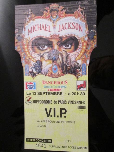Billet Ticket Concert Vip Michael Jackson Dangerous World Tour 1992