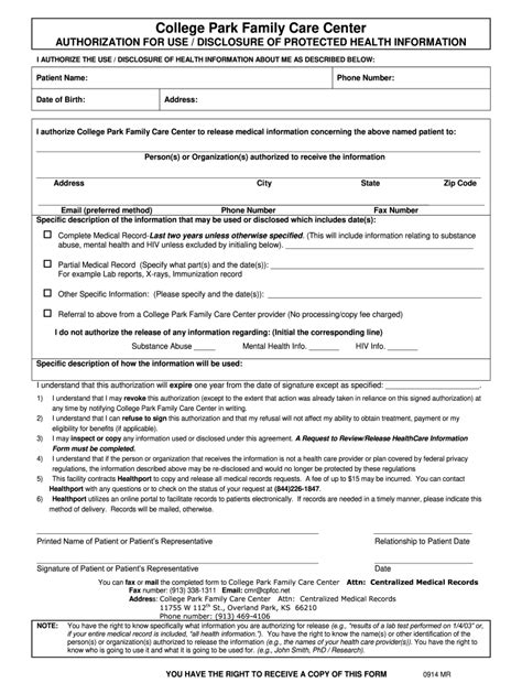 Authorization For Disclosure Of Protected Health Information Template