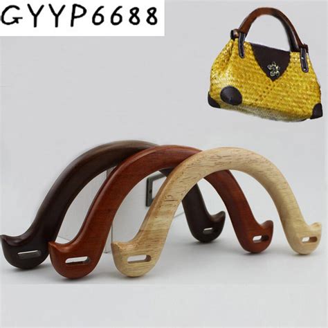 2pcs 30pcs 4 Colors Customize Own Wooden Purse Bag Handle Solid Wood