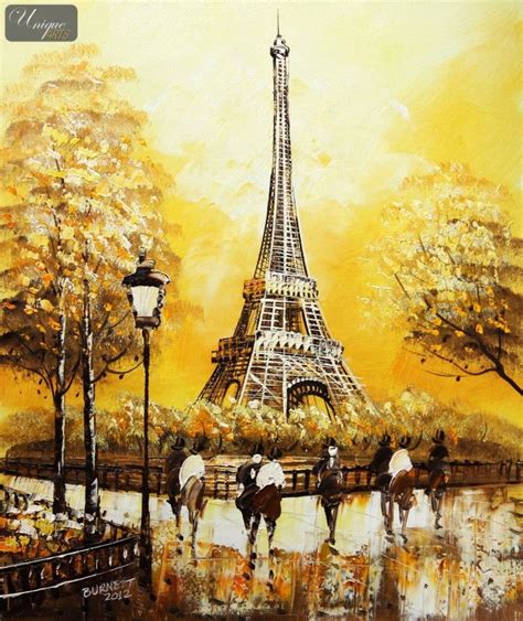 Modern Art Eiffel Tower In Paris 20x24 Original Canvas Oil Painting