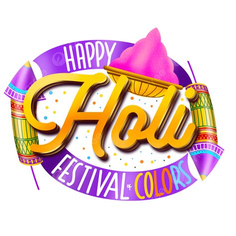 Holi Color Festival Logo With Handmade Illustration Happy Holidays