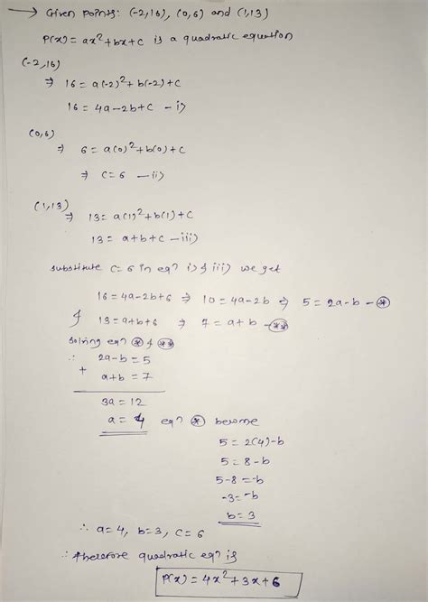 [Solved] Find the quadratic polynomial whose graph goes through the