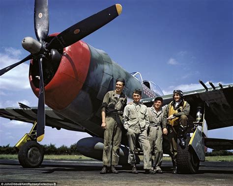 A Usaaf P 47 Thunderbolt With Its Pilot And Groundcrew Are Pictured