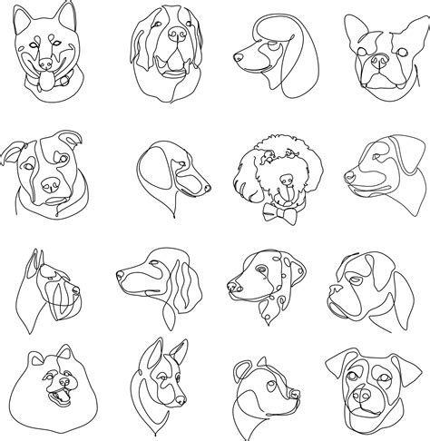 16 Dogs Line Drawings Dog Breeds