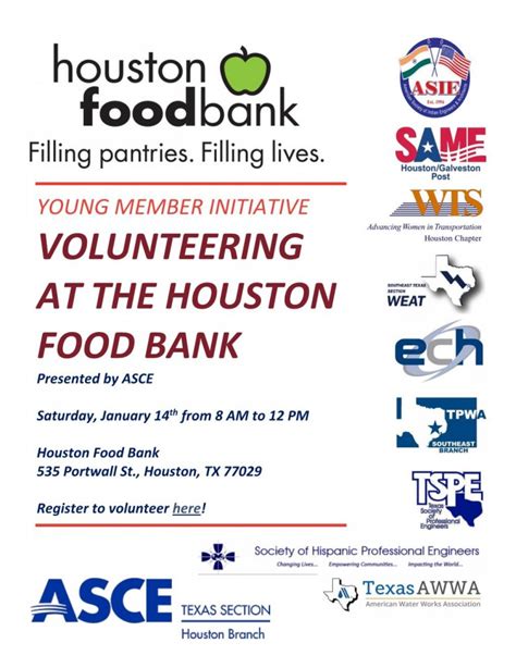 El houston food bank verá hasta 6 personas cada viernes. American Society of Civil Engineers, Houston Branch ...