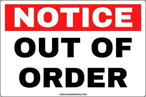 Printable Out Of Order Signs Template And Images Free Download In 2021