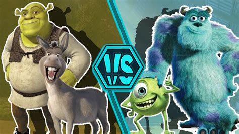 Shrek And Donkey Vs Sully And Mike Dreamworks Vs Disney Battle