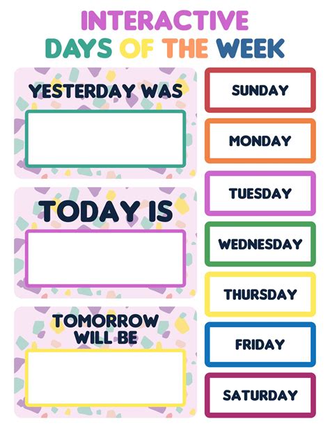 Days Of Week Chart Printable