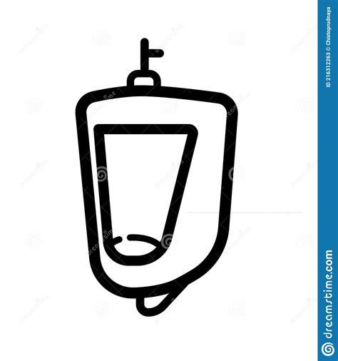 Outline Urinal Vector Icon Isolated Black Simple Line Element