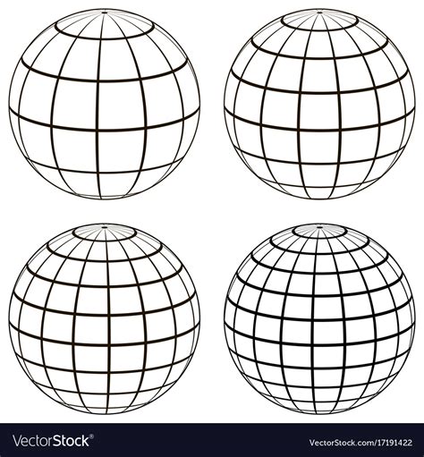 Set 3d Ball Globe Model Of The Earth Sphere Vector Image