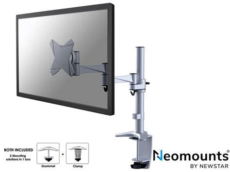 Neomounts By Newstar Fpma D1330silver Lcd Desk Arm Pole Mount Silver For 10 30 Screens