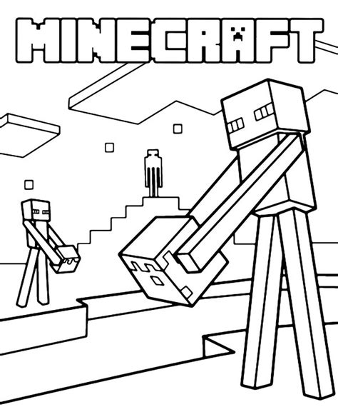 Coloring Page Endermen Steal Blocks In Minecraft Free Download