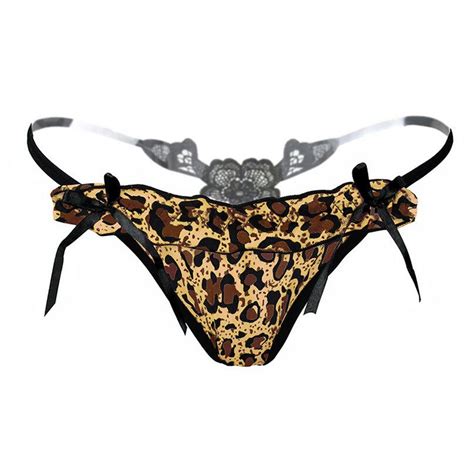 Sexy Lace Leopard Print Underwear Women Panties Bikini Thongs G String