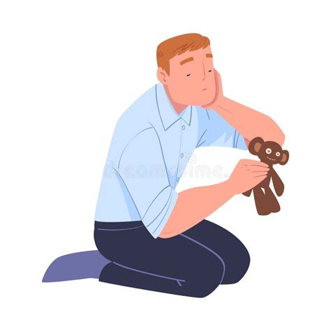 Tired Man Dad Sitting On The Floor Feeling Exhaustion Vector