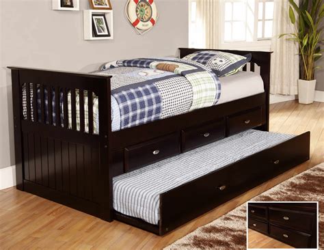 Kids trundle beds offer a clever way to sneak in an extra single bed, extra storage space. Discovery World Furniture Espresso Day Beds With Drawers ...