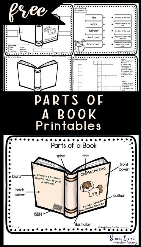 Parts Of A Book Printables Kindergarten Library Elementary Library