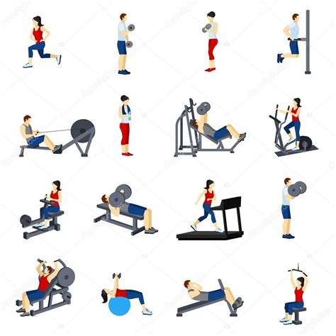 Fitness Gym Training Icons Set Stock Vector Image By ©macrovector 93123394