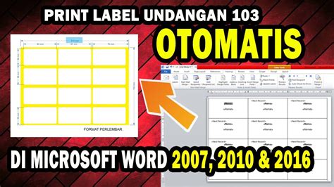 Cara Print Label Undangan 103 Otomatis Di Word 2007 2010 Dan 2016