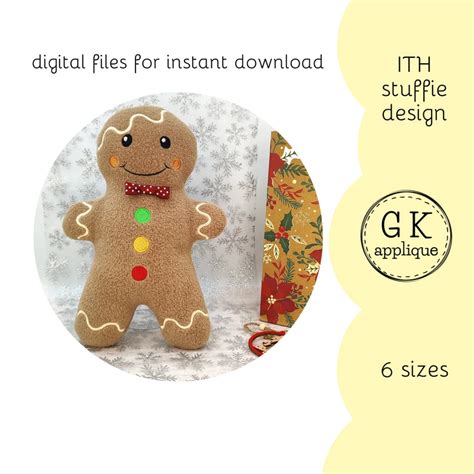 Ith Gingerbread Man Stuffie Design In The Hoop Plushie Ith Etsy In