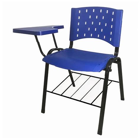 cadeira universitária prancheta plÁstica com porta livros cor azul 32019 pollo móveis para