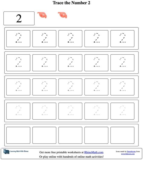 Tracing The Number 2 Number Tracing Worksheets