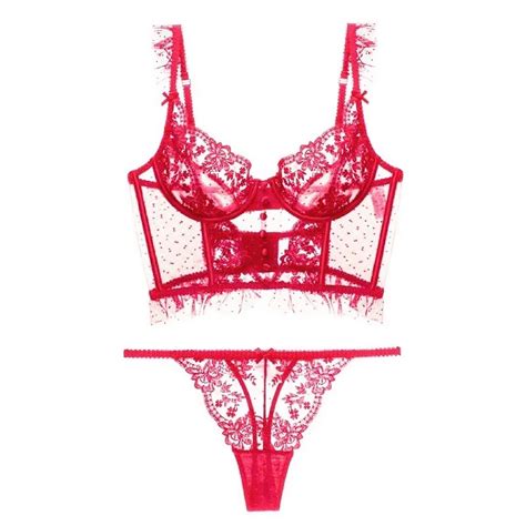 floral lace embroidery bras set mesh dot women sexy lingerie thin push up bralette bra thong set