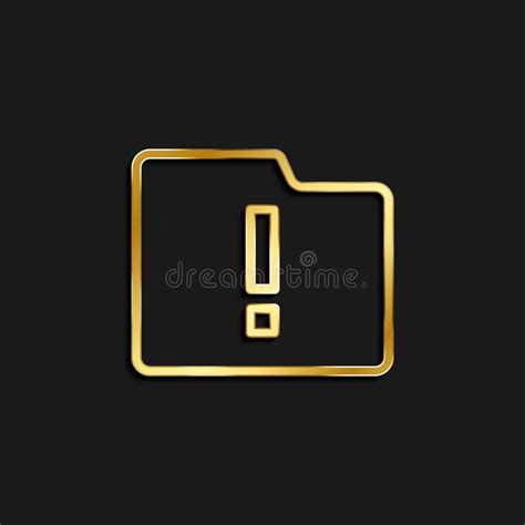 Alert Folder Storage Gold Icon Vector Illustration Of Golden Stock