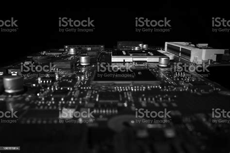 Closeup Of Circuit Board And Electronic Components Stock Photo