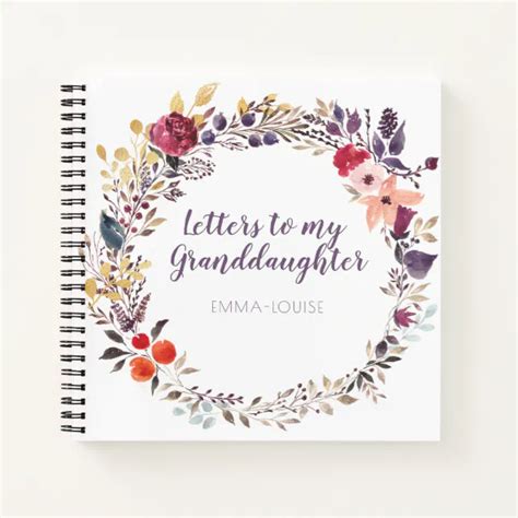 Floral Letters To My Granddaughter Keepsake Notebook Zazzle