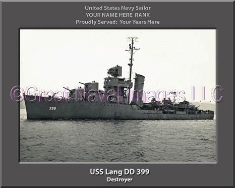 Uss Lang Dd 399 Personalized Navy Ship Photo ⋆ Personalized Us Navy
