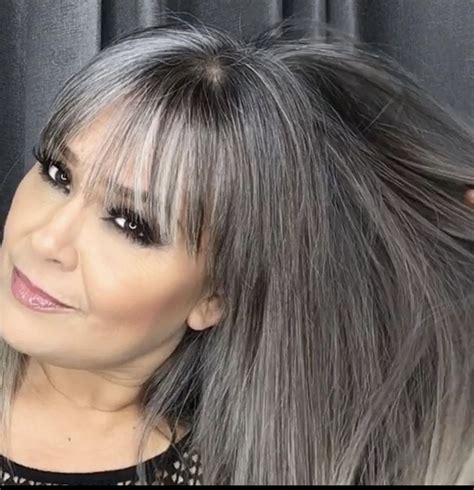 Pin By Amy Ladieu On Good Hair Day Grey Hair With Bangs Long Gray