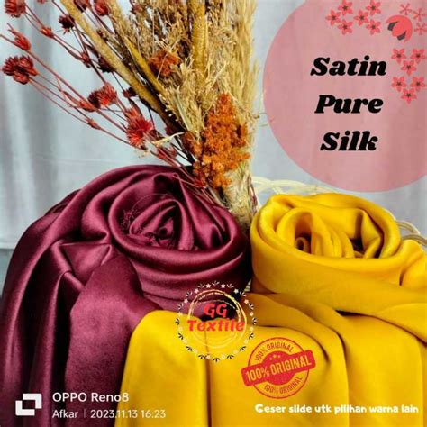05 Meter Kain Satin Maxmara 100 Pure Silk Original Import Premium