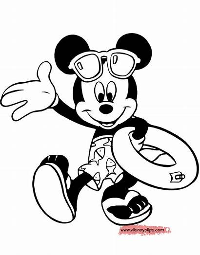 Mickey Coloring Mouse Pages Pool Summer Disney