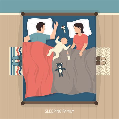Durmiendo Familia Con El Bebé De Enfermería 482005 Vector En Vecteezy