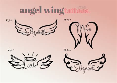 Angel Wings Personalized Custom Temporary Name Tattoos Etsy