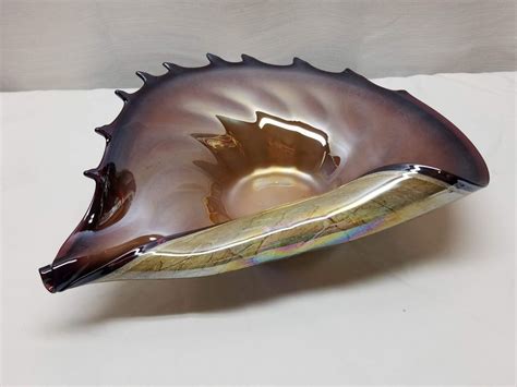 Vintage Studio Art Glass Murano Seashell Sea Shell Dish Bowl Sculpture