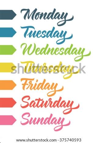 Friday, saturday that's the end. Handwritten Days Week Monday Tuesday Wednesday Stock ...