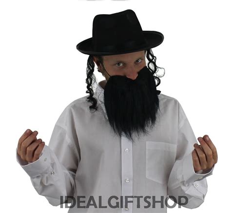 Adults Jewish Sets Rabbi Hat With Sideburns Orthodox Fancy Dress