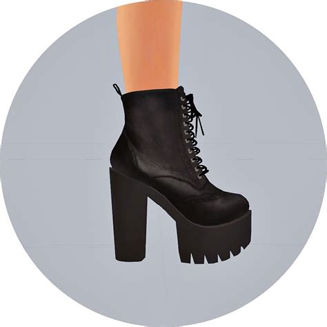 Chunky Combat Boots청키 워커힐여자 신발 Marigold Sims 4 Chunky Combat Boots