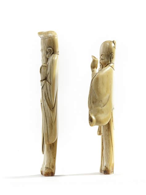 Two Chinese Carved Ivory Figures Oaa